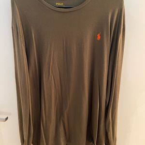 Mens XL army green colored Polo long sleeve tshirt